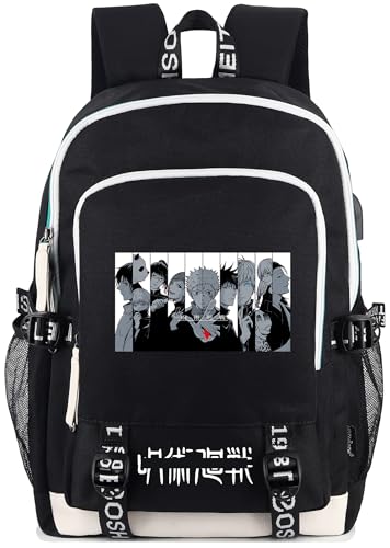Roffatide Anime Laptop Backpack College Schoolbag Printed Rucksack with USB Charging Port & Headphone Port Black | Backpacks4Less