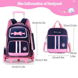 Rolling Backpack for Girls Cute Trolley Bags Primary School Bookbags with Wheels Kids Carry - On Wheeled Backpack with Lunch Bag