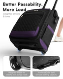 Rolling Backpack for Women, Travel Backpack with Wheels, Dual-Opening Wheeled Laptop Backpack, Stylish Rolling Laptop Bag, Overnight Underseat Carry on Luggage for College Business Work, Black Purple