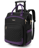 Rolling Backpack for Women, Travel Backpack with Wheels, Dual-Opening Wheeled Laptop Backpack, Stylish Rolling Laptop Bag, Overnight Underseat Carry on Luggage for College Business Work, Black Purple