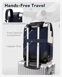 Rolling Backpack for Women, Travel Backpack with Wheels, Vertical Storage Wheeled Laptop Backpack, Backpack on Wheels for College Business Work Overnight, Stylish Rolling Laptop Bag, Navy Blue