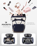 Rolling Backpack for Women, Travel Backpack with Wheels, Vertical Storage Wheeled Laptop Backpack, Backpack on Wheels for College Business Work Overnight, Stylish Rolling Laptop Bag, Navy Blue