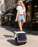 Rolling Backpack for Women, Travel Backpack with Wheels, Vertical Storage Wheeled Laptop Backpack, Backpack on Wheels for College Business Work Overnight, Stylish Rolling Laptop Bag, Navy Blue