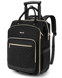 Rolling Backpack for Women, Travel Backpack with Wheels, Vertical Storage Wheeled Laptop Backpack, Overnight Underseat Carry on Luggage for College Business Work, Stylish Rolling Laptop Bag, Black