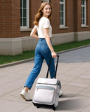 Rolling Backpack for Women, Travel Rolling Laptop Backpack with Wheels, Vertical & Horizontal Storage 2 In 1, Flip - Top Design, Water - Resistant Overnight College Underseat Carry on Luggage, Grey