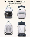 Rolling Backpack for Women, Travel Rolling Laptop Backpack with Wheels, Vertical & Horizontal Storage 2 In 1, Flip - Top Design, Water - Resistant Overnight College Underseat Carry on Luggage, Grey