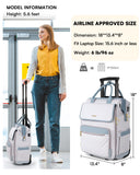 Rolling Backpack for Women, Travel Rolling Laptop Backpack with Wheels, Vertical & Horizontal Storage 2 In 1, Flip - Top Design, Water - Resistant Overnight College Underseat Carry on Luggage, Grey