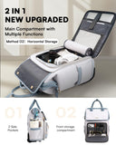 Rolling Backpack for Women, Travel Rolling Laptop Backpack with Wheels, Vertical & Horizontal Storage 2 In 1, Flip - Top Design, Water - Resistant Overnight College Underseat Carry on Luggage, Grey