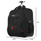 Rolling Backpack, Large Backpack with Wheels for Men Women Adults, 17inch Waterproof Wheeled Travel Laptop Backpack Carry on Luggage Bag Trolley Suitcase Business College School Computer Bookbag,Black