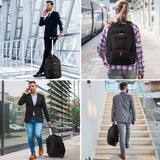 Rolling Backpack, Large Backpack with Wheels for Men Women Adults, 17inch Waterproof Wheeled Travel Laptop Backpack Carry on Luggage Bag Trolley Suitcase Business College School Computer Bookbag,Black