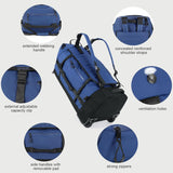 Rolling Duffle Bag with Wheels,86L 30”Carry on Luggage with Wheels,Folding Travel Bag,Duffle Backpack with Separate Shoe Compartment (dark blue)