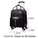 Rolling Laptop Bag, Black Business Travel Trolley Luggage with 360° Spinner Wheels, Carry - On Wheeled Computer Tote