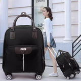 Rolling Laptop Bag, Black Business Travel Trolley Luggage with 360° Spinner Wheels, Carry - On Wheeled Computer Tote