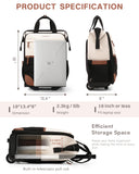 Rolling Puffer Backpack for Women, Travel Backpack with Wheels, 16 Inch Wheeled Laptop Backpck, Dual - Opening Design Overnight College Underseat Carry on Luggage, Roller Business Work Bag, Beige Brown