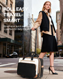 Rolling Puffer Laptop Bag, Rolling Briefcase for Women, Wheeled 16 Inch Computer Bag, Water Resistant Stylish Overnight Underseat Carry On Luggage with Wheels for Work Travel Business, Beige Brown