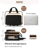 Rolling Puffer Laptop Bag, Rolling Briefcase for Women, Wheeled 16 Inch Computer Bag, Water Resistant Stylish Overnight Underseat Carry On Luggage with Wheels for Work Travel Business, Beige Brown