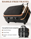 Rolling Puffer Laptop Bag, Rolling Briefcase for Women, Wheeled 16 Inch Computer Bag, Water Resistant Stylish Overnight Underseat Carry On Luggage with Wheels for Work Travel Business, Beige Brown