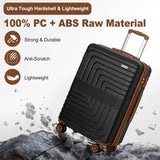 Romswi 30" Expandable Hardside Checked Luggage, Large Checked Suitcase with Dual 360° Spinner Wheels, Up to 20% More Space, Hardshell, YKK Zipper Black