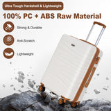 Romswi 30" Expandable Hardside Checked Luggage, Large Checked Suitcase with Dual Spinner Wheels, Up to 20% More Space, Hardshell, YKK Zipper White