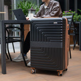 Romswi Expandable 26" Medium Checked Luggage,Checked - Medium Hardshell Suitcase with Double Spinner Wheels for 20% More Space, Lightweight Hardside Luggage, Scratch - Resistant & YKK Zipper Black