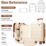 Romtour 3 Piece Luggage Set 20 Inch Carry On Suitcase with Spinner Wheels, PC Hard Shell TSA Lock, Expandable & Fully Lined Interior, Airline Approved