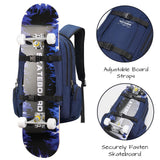 Ronyes Skateboard Backpack, Skateboard Bag,17.3 Inch Laptop Backpack with USB Charging Port, Basketball Longboard Backpack for Sports Travel Blue