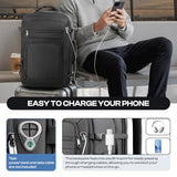 Roomy Travel Backpack, Expandable 40L-50L Carry On Backpack For 17.3" Laptop,TSA Flight Approved Business Travel Backpack w/ Multiple Organizer Pockets for Work,Overnight Trip,College &Daily Commuting