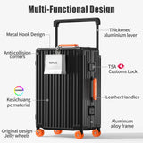 ROPLUS Aluminium Frame Carry on Luggage with Smooth Jelly Wheels, Hardside Zipperless Rolling Suitcase with TSA Lock (BlackOrange, 21 - Inch)