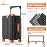 ROPLUS Aluminium Frame Carry on Luggage with Smooth Jelly Wheels, Hardside Zipperless Rolling Suitcase with TSA Lock (BlackOrange, 21 - Inch)