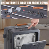 ROPLUS Carry On Luggage with Front Cover Compartment, Aluminium Frame Rolling Suitcase with USB Ports, Cup Holder, TSA Lock, Skate Wheels (WhiteGreen, 21 - Inch)