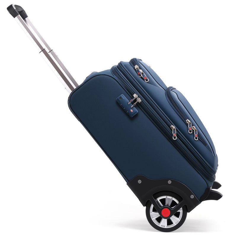 ROPLUS Laduga Softside Expandable Luggage with Large Steel Wheels Carry - On Luggage Suicase (Blue, 21 - Inch)