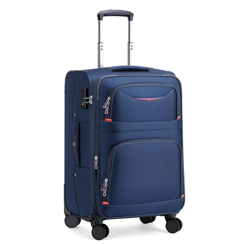 ROPLUS Softside Expandable Luggage with 4 Spinner Wheels, Durable Carry - On Luggage Suitcase (Blue, 21 - Inch)