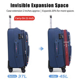 ROPLUS Softside Expandable Luggage with 4 Spinner Wheels, Durable Carry - On Luggage Suitcase (Blue, 21 - Inch)
