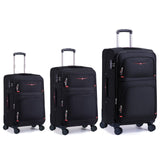 ROPLUS Softside Expandable Luggage with 4 Spinner Wheels, Durable Checked - Luggage Suitcase (Black, 3 - Piece Set 21/25/29)