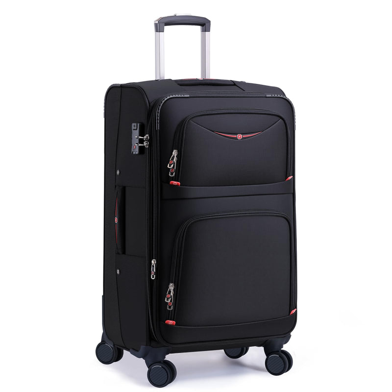 ROPLUS Softside Expandable Luggage with 4 Spinner Wheels, Durable Checked - Luggage Suitcase (Black, 31 - Inch)