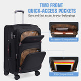ROPLUS Softside Expandable Luggage with 4 Spinner Wheels, Durable Checked - Luggage Suitcase (Black, 31 - Inch)