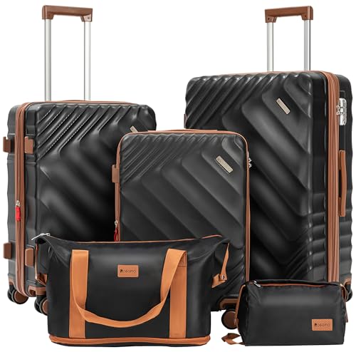 Rosamo 5 Piece Luggage Set Expandable Hardside, 20/24/28in Suitcases with Matching Travel Bags, 22x14x9 Airline Approved Carry On, TSA | Backpacks4Less