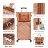 Rosamo 5 piece Luggage Set Expandable Suitcase 22x14x9 Airline Approved Carry on, ABS Hard Case Suitcases with Spinner Wheels, TSA Lock (Pink)
