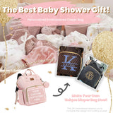 ROSEGIN Pink Diaper Bag Backpack for Baby Girls - Baby Shower Gifts for Mom, Quilted Diaper Bag with Changing Pad, Pacifier Case, Insulated Pockets, Stroller Straps, 35L Large Capacity - Cute