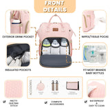 ROSEGIN Pink Diaper Bag Backpack for Baby Girls - Baby Shower Gifts for Mom, Quilted Diaper Bag with Changing Pad, Pacifier Case, Insulated Pockets, Stroller Straps, 35L Large Capacity - Cute