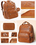 ROSEGIN Premium Vegan Leather Diaper Bag Backpack with Waterproof Changing Pad, Reinforced Zippers & Odor - Free, 20 Pockets Pro Organizer, Fits 15.6" Laptop, Stroller Straps, Baby Bag for Mom, Brown