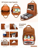 ROSEGIN Premium Vegan Leather Diaper Bag Backpack with Waterproof Changing Pad, Reinforced Zippers & Odor - Free, 20 Pockets Pro Organizer, Fits 15.6" Laptop, Stroller Straps, Baby Bag for Mom, Brown