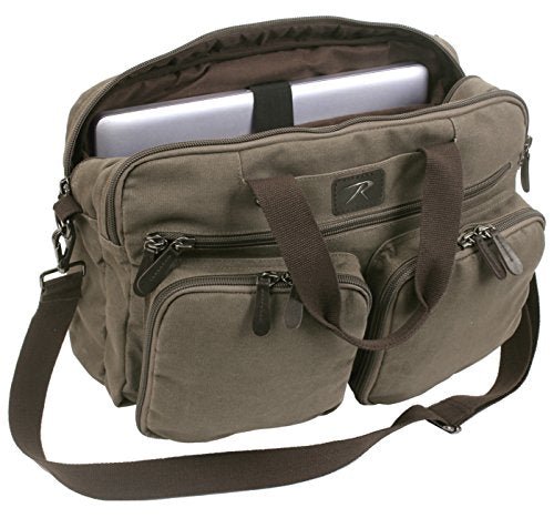 Rothco Canvas Briefcase Backpack, Olive Drab | Convertible Carry Handbag to Backpack