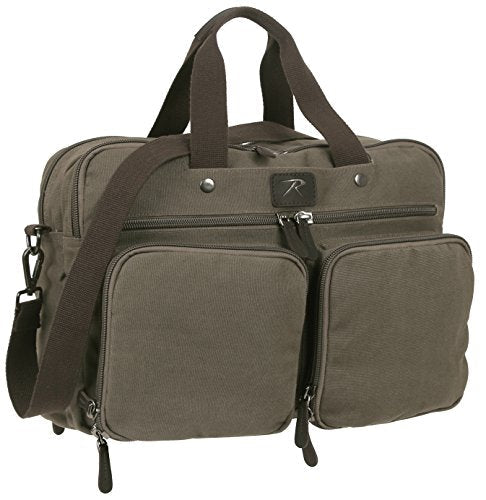 Rothco Canvas Briefcase Backpack, Olive Drab | Convertible Carry Handbag to Backpack