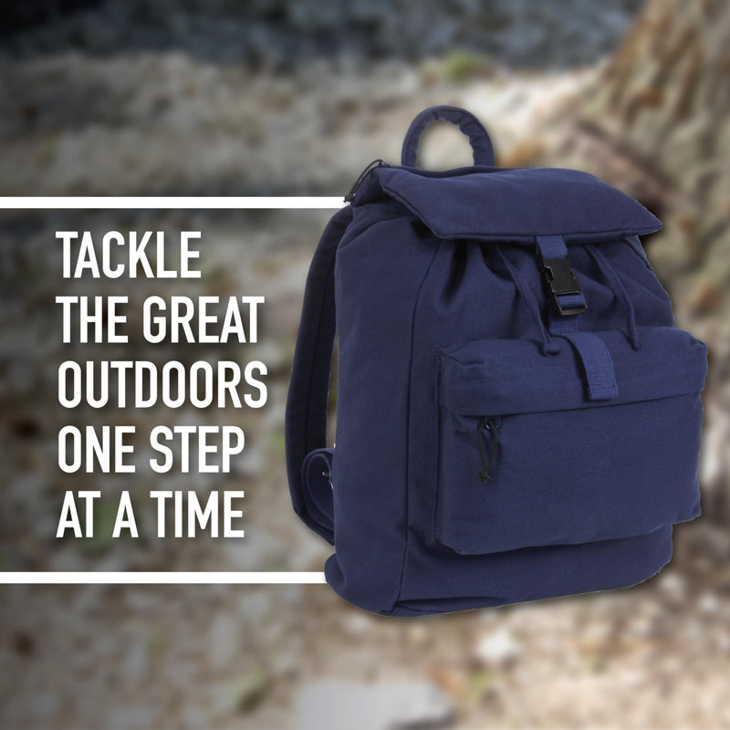 Rothco Canvas Daypack – Heavy - Duty Cotton Canvas Backpack for Hiking, Camping, Traveling, and Daily Use – 34L Capacity, Earth brown