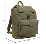 Rothco Canvas Daypack – Heavy - Duty Cotton Canvas Backpack for Hiking, Camping, Traveling, and Daily Use – 34L Capacity, Olive Drab