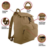 Rothco Canvas Daypack – Heavy - Duty Cotton Canvas Backpack for Hiking, Camping, Traveling, and Daily Use – 34L Capacity, Olive Drab