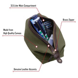 Rothco Canvas & Leather Travel Kit – Compact Vintage Toiletry Bag Dopp Kit Pouch
