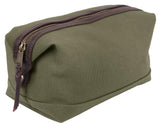 Rothco Canvas & Leather Travel Kit – Compact Vintage Toiletry Bag Dopp Kit Pouch