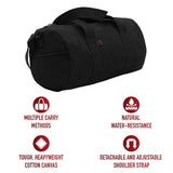 Rothco Canvas Shoulder Duffle Bag Duffel Gym Bag for Men Women Sports Duffel Bag, Black, 19 Inches